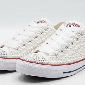 Custom Pearl & Swarovski Style Converse Sneakers